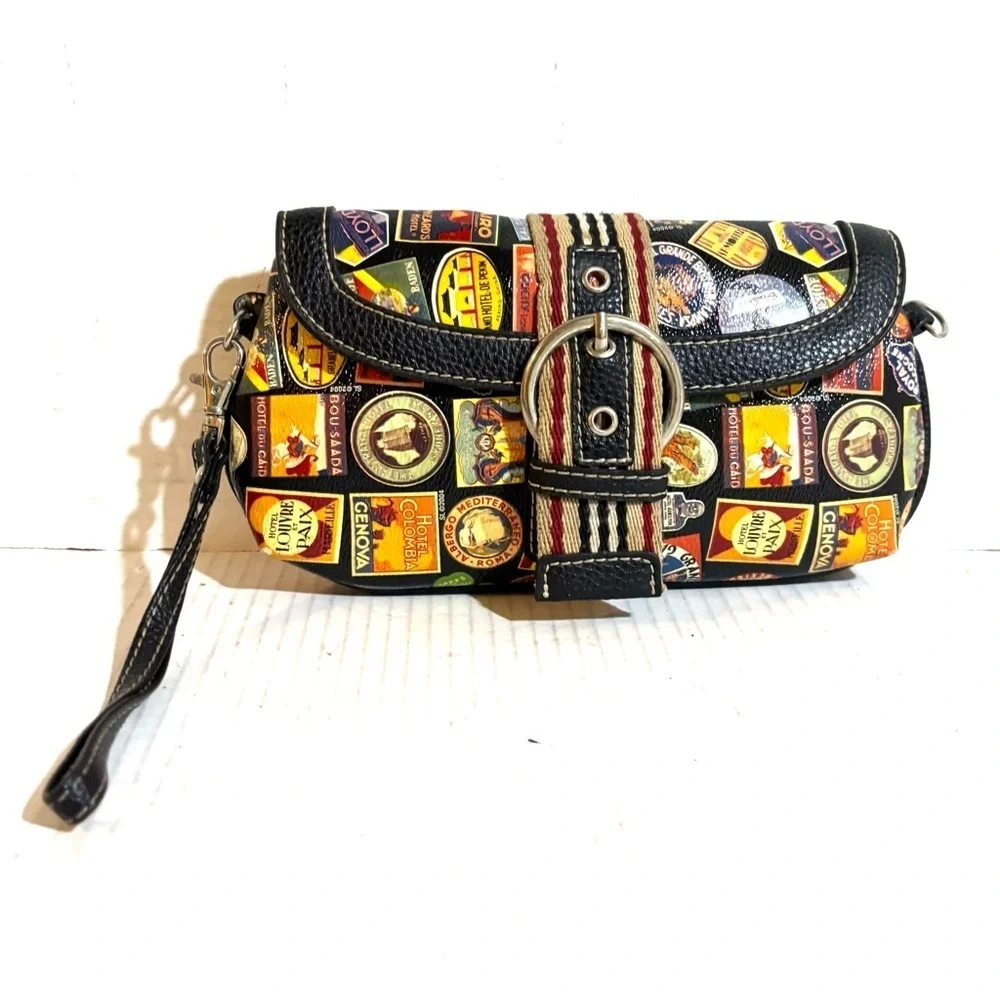 Sydney love Stylish Black Multi-Color PUC leather crossbody wristlet  Bag